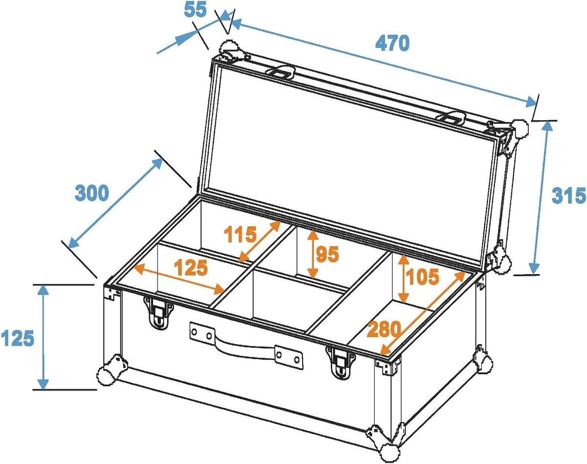 Flight Case voor het vervoer van effectlichten, 4x TL-3 TCL ROADINGER