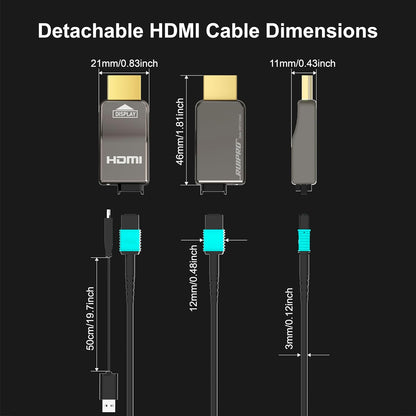 8K afneembare Full Fiber Optic Gepantserde HDMI 2.1-kabel 50FT, Ultra High Speed 48 Gbps, ondersteuning 8K @60Hz 4K @120Hz, Dynamische HDR, eARC, compatibel met TV/PS5/Xbox/Blu-ray/Monitor