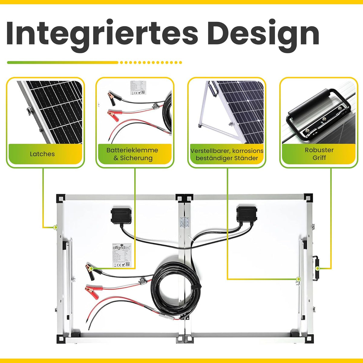 Offgridtec® Solarkoffer 200 W 12 V plug & play met geïntegreerde opstand en draagtas zonder laadregelaar