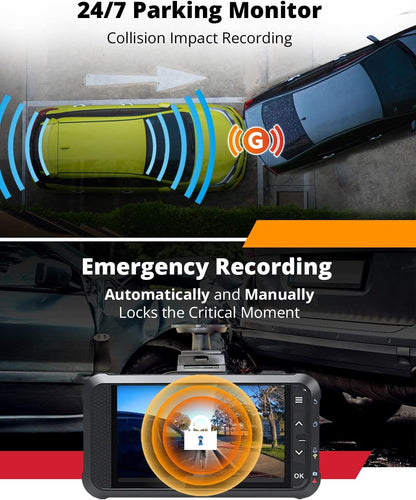 Dashcam Voor En Achter – Dubbele Dashcam – Dashboardcamera – Autocamera – Auto Camera – 1080P 60 Fps Met Wifi En GPS – Nachtzicht, G-Sensor En Parkeermodus