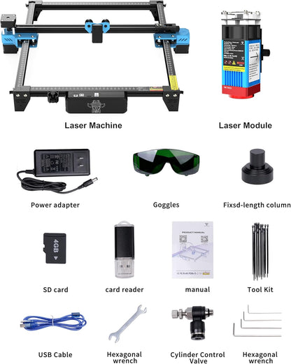 Lasergraveermachine 5,5 W – Lasersnijder – Graveermachine – Lasercutter – Lasergraveerder – 0,08 x 0,08 mm Laserspot – 300 x 300 mm Werkoppervlak