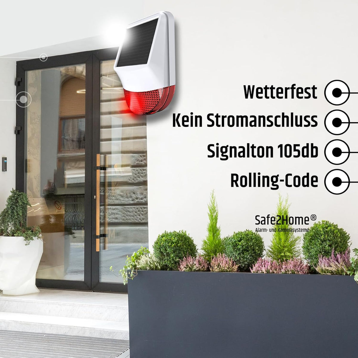 Safe2Home Draadloze buitensirene/buitenalarm voor serie SP310 - GSM WiFi alarmsysteem