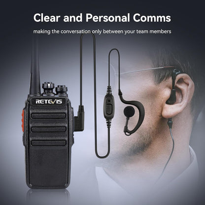 Retevis RT24 Walkie Talkie Portofoons PMR446 Vergunningsvrije 16 Kanalen CTCSS/DCS VOX Professionele Walkie Talkies met Headset en USB-laadstation (10 Stuks, Zwart)