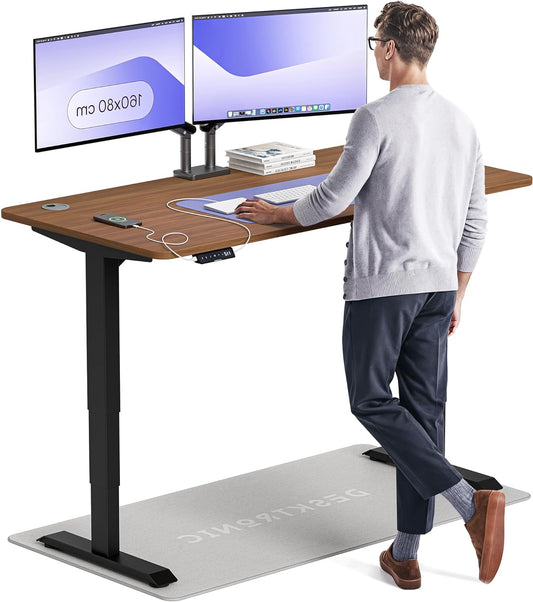 Desktronic Desk Sit-Stand - 160x80 cm - Height Adjustable Desk with USB/USB-C, 3 Memory Modes, Dual Motor and Touchscreen Control Electric Table for Comfort and Productivity. - QUORE