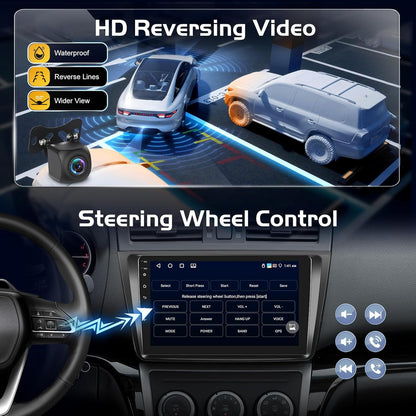 Android Car Radio for Mazda 6 GH 2007-2012 with Wireless CarPlay & Android Car, 9 Inch Touch Screen Radio, 2+64GB, DSP, WiFi, GPS, Bluetooth, FM, Steering Wheel Control + Reversing Camera, Microphone