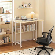 Computertafel - Computerbureau - Laptoptafel - Inklapbaar Kleine Tafel - Werktafel - Bijzettafel - met Wieltjes - Opvouwbare - IndustriëLe Stijl - voor - Thuis - Kantoor - 80 x 58 x 79 cm - Esdoornkleur