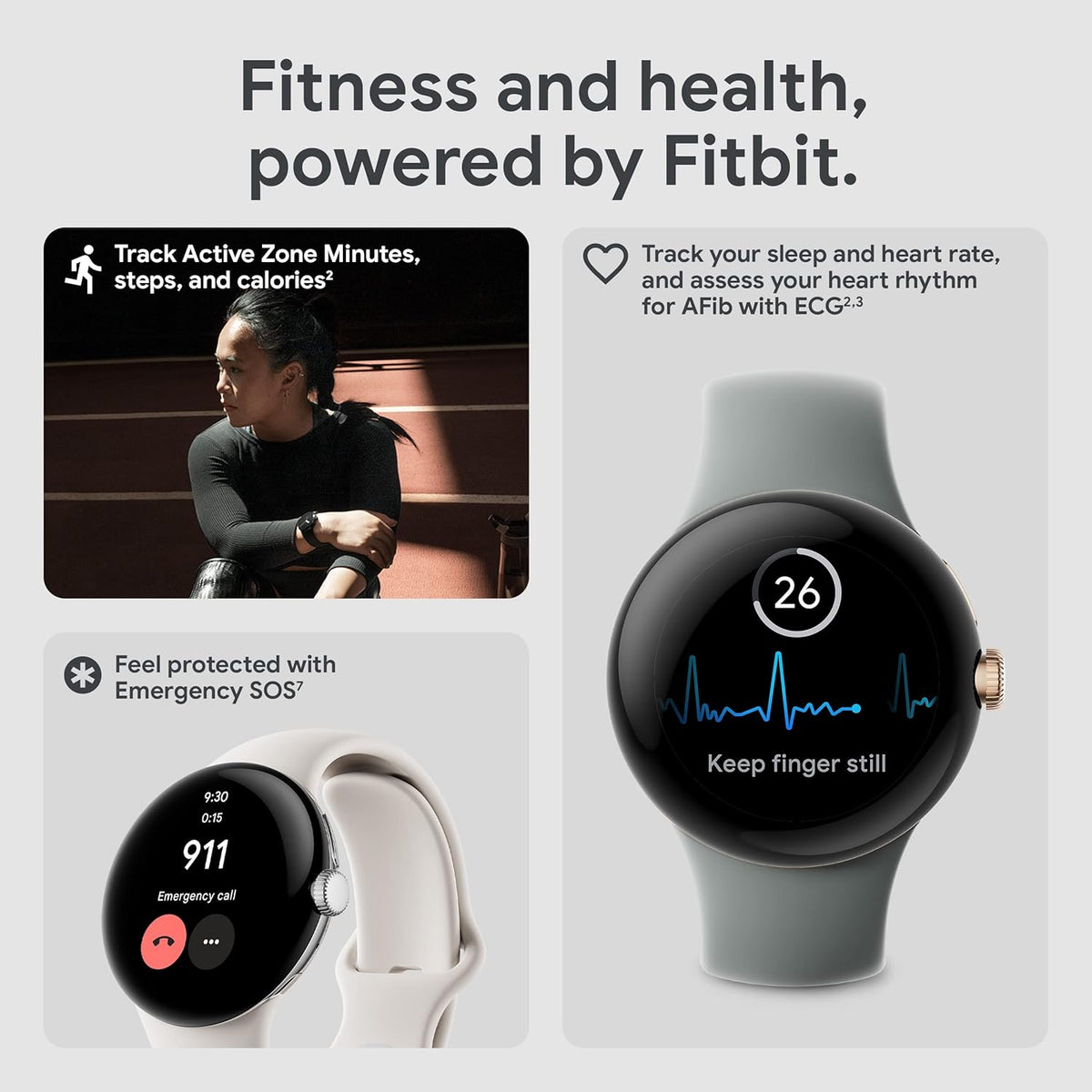 Google Pixel Watch - Android Smartwatch met Fitbit Activity Tracking - Hartslag Tracking Horloge - Matzwarte roestvrijstalen kast met Obsidian Active-band - WiFi