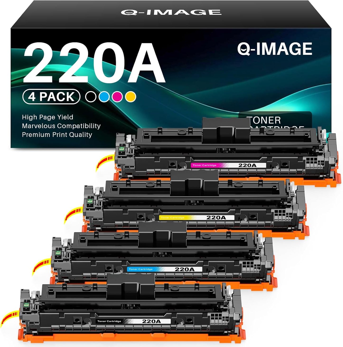 Q-image 220A tonercartridge met chip voor H P Color Laserjet Pro 4202dn 4202dne 4202dw 4202dwe MFP 4302dw 4302dwe 4302fdn 4302fdne 4302fdw 4302fdwe (4-pack)