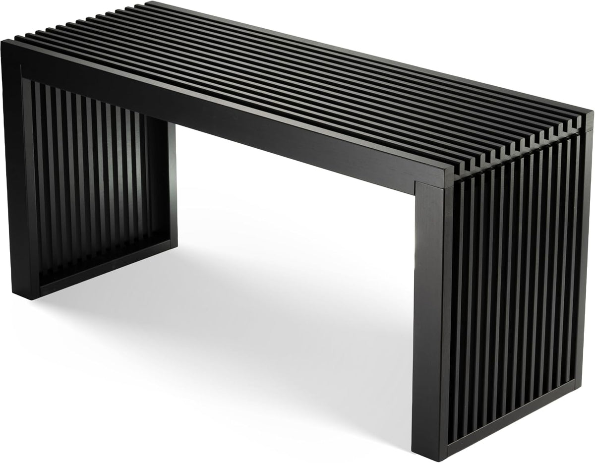 Bamboe Bank - Keukenbankje - Eetkamerbank - 90 x 33 x 43 cm - Eetbank Van Bamboe - Ingangsbank - Comfortabele Halbank - Zitbank Eetkamer Houten Bank Zonder Rugleuning (Zwart)