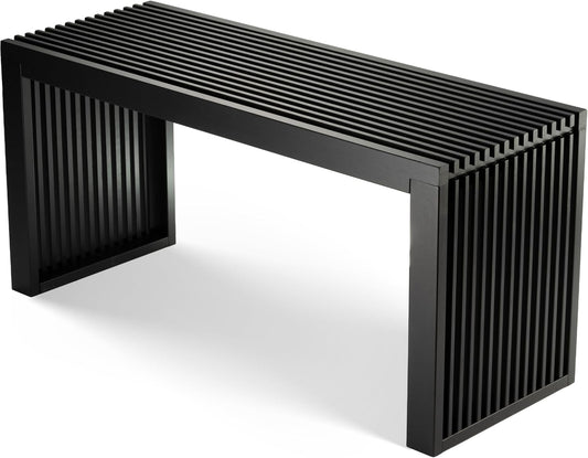 Bamboe Bank - Keukenbankje - Eetkamerbank - 90 x 33 x 43 cm - Eetbank Van Bamboe - Ingangsbank - Comfortabele Halbank - Zitbank Eetkamer Houten Bank Zonder Rugleuning (Zwart)