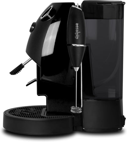 Didiesse Baby Frog Coffee & Tea Koffiezetapparaat voor pads, met melkopschuimer en dubbele padhouder voor koffie en thee, laag verbruik 450 W, warmwaterdispenser (zwart)
