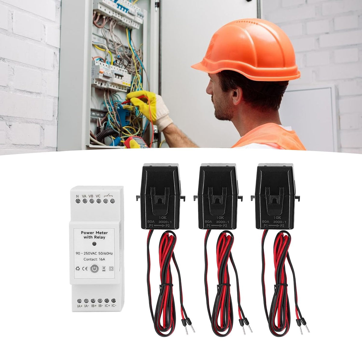 WiFi Smart Energy Meter 3 Fase Elektriciteit Monitoring Meter met 3.80A Stroomtransformator Stroom Spanning Amperage Energiemeter