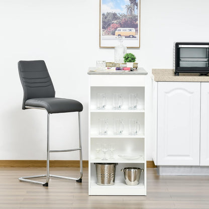 HOMCOM bar table kitchen table with 4-tier storage shelf with table top for restaurant kitchen living room chipboard white + grey 115 x 50 x 102.5 cm - QUORE