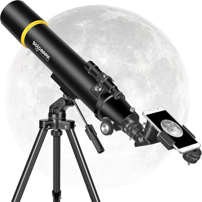 Telescopen voor volwassenen astronomie, 80 mm diafragma 900 mm professionele refractortelescoop voor kinderen en beginners, compacte en draagbare reistelescoop met draagtas