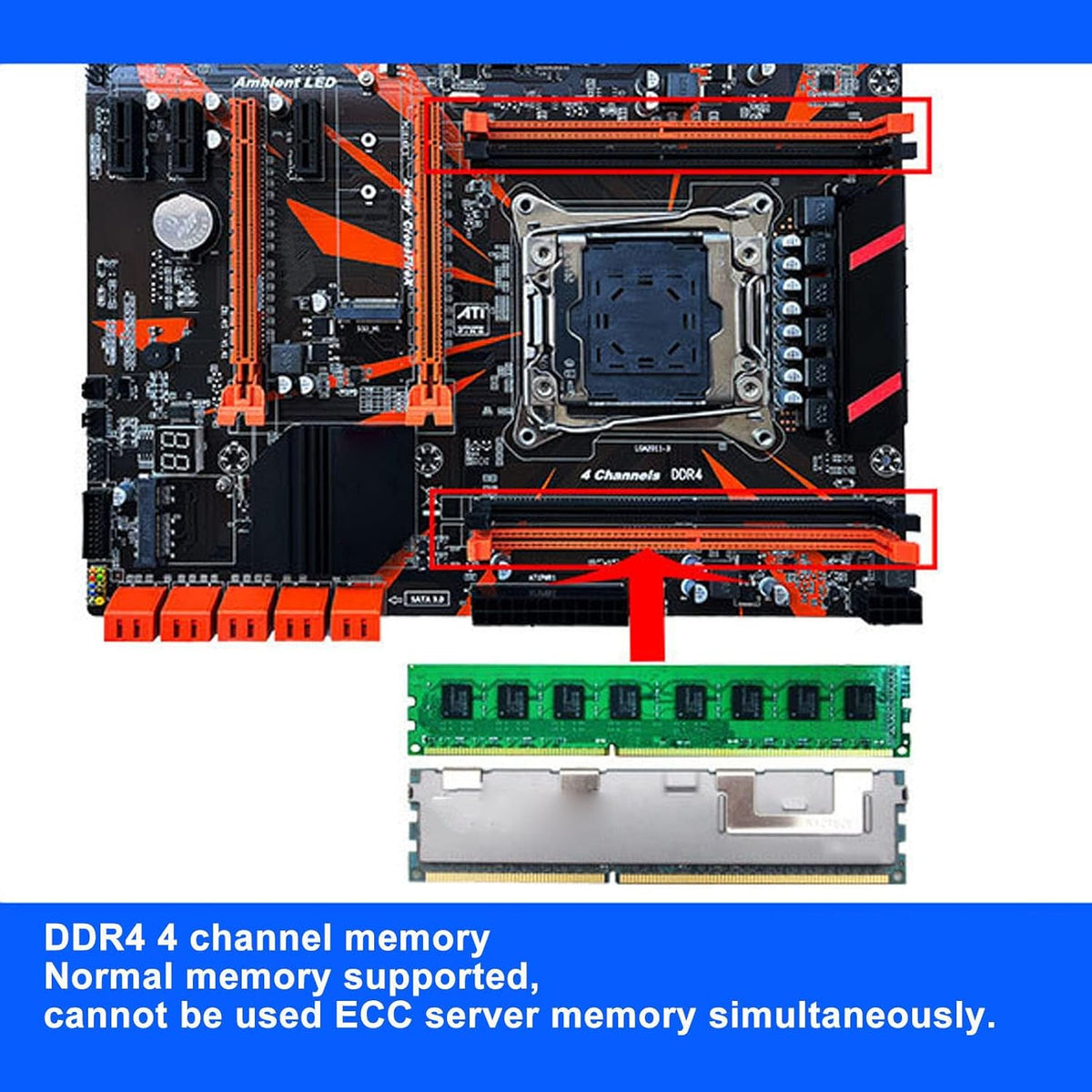 X99 Moederbord CPU Combo, LGA 2011-3 E5 2620 V3 CPU Moederbord Set Ondersteuning 4 Kanaals DDR4 Geheugen, WiFi Module, Gigabit Netwerkkaart PC Moederbord voor Desktop