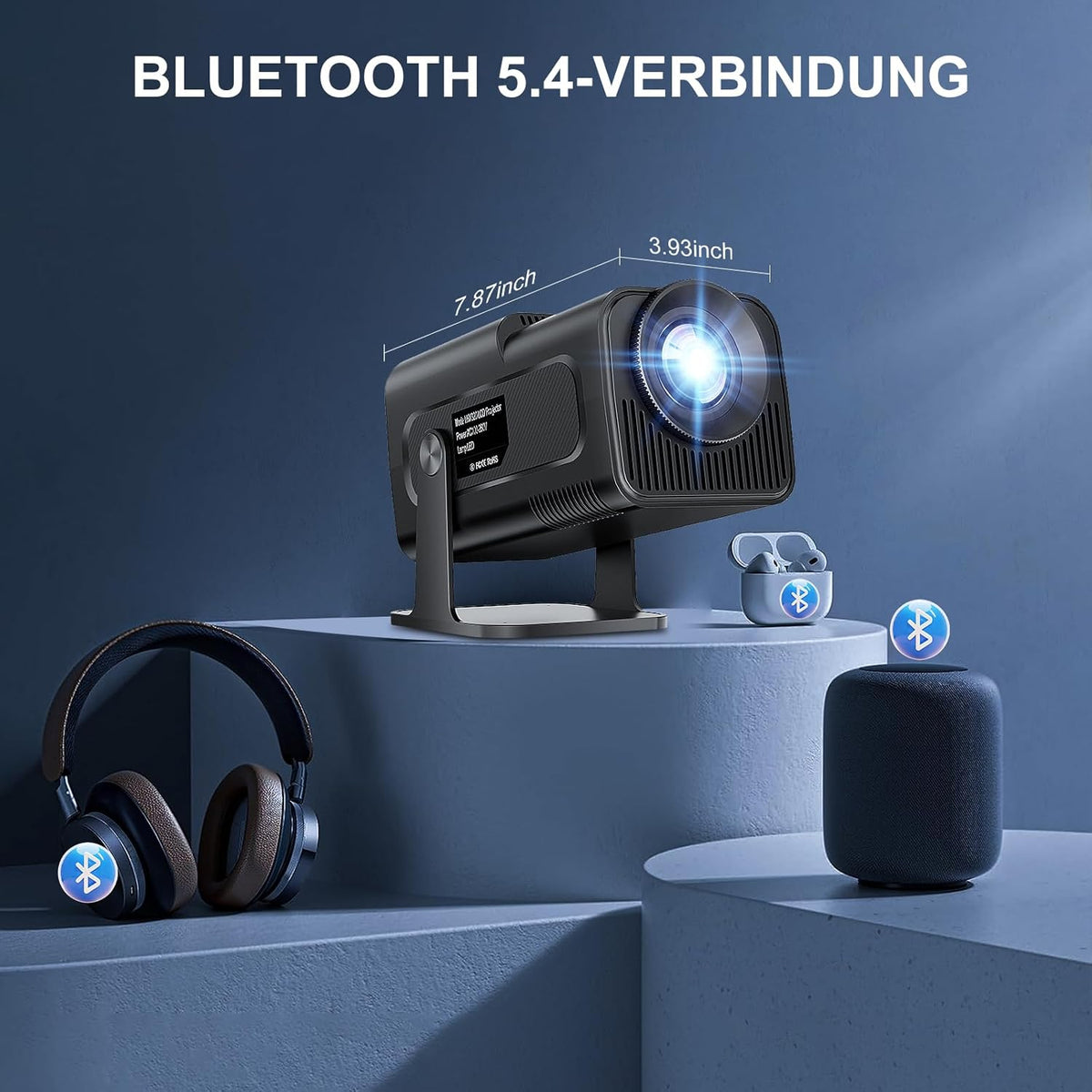 Salange Mini-beamer, 4K, ondersteunt Android 11, smart projector, Portable 5G WiFi 6 BT 5.3, mini-projector, Full HD 1080p, autokeystone, kleine mobiele telefoon beamer, thuisbioscoop outdoor, zwart