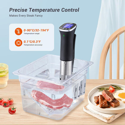 Sous Vide, Sous Vide Stick ISV-300W WLAN Professioneel keukenapparaat, 0-90℃ lage temperatuur garen | APP-recepten, IPX7 waterdicht, ±0,1 °C nauwkeurige en constante temperatuur