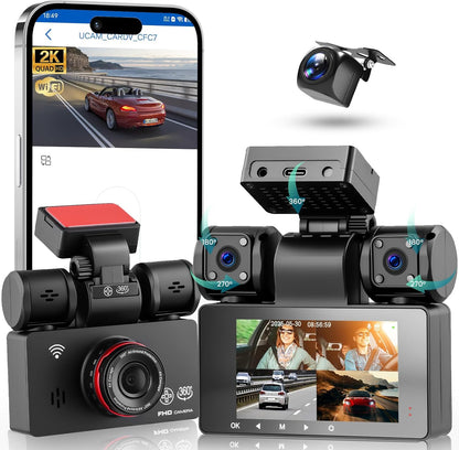 Auto Dashcam – Dashcam Auto – Autocamera – Rijcamera – Rijrecorder – 4-Camera 360° Bewaking – 2K Voorcamera Met 8 IR-Nachtzicht