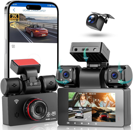 Auto Dashcam – Dashcam Auto – Autocamera – Rijcamera – Rijrecorder – 4-Camera 360° Bewaking – 2K Voorcamera Met 8 IR-Nachtzicht