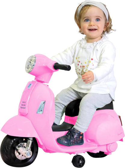 TURBO CHALLENGE - Vespa Gts - Elektrische Drager - 119153 - Scooter - Roze - Klaar om te Rijden - Maximaal 25 kg - Plastic - Oplaadbare Batterijen - Vanaf 24 maanden