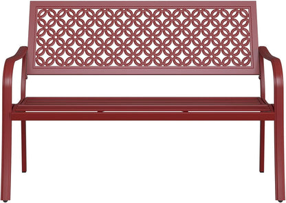 Grand patio Tuinbank, outdoorbank met 2-3-zits, roestbestendig, gestempeld patroon, kleur naar keuze, geschikt voor binnen en buiten, terras en park (Bossa Nova Red)