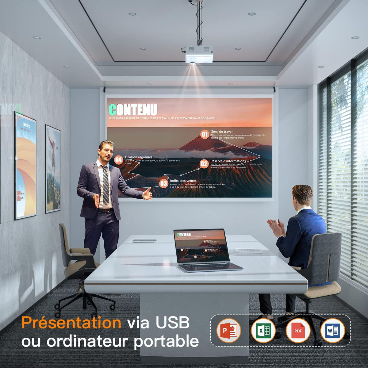 [Keystone Elektrische 6D/4P] Beamer WiFi Bluetooth 21000L, VISSPL Full HD 1080P Projector 4K ondersteund, PPT, 50% zoom, Videoverprojector voor TV Stick/iOS/Android/USB/PC