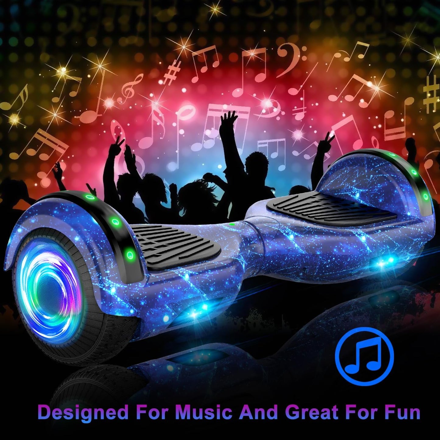 SISIGAD Hoverboard, elektrische step met Bluetooth en 6,5 inch flitswielen en led-koplampen, spatborden, alle terreinen, voor kinderen