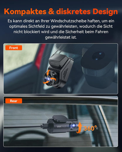 Vantrue S1 Pro 2.5K 60fps Dual Dashcam WiFi nachtzicht STARVIS 2 HDR spraakbesturing geïntegreerde GPS-modus
