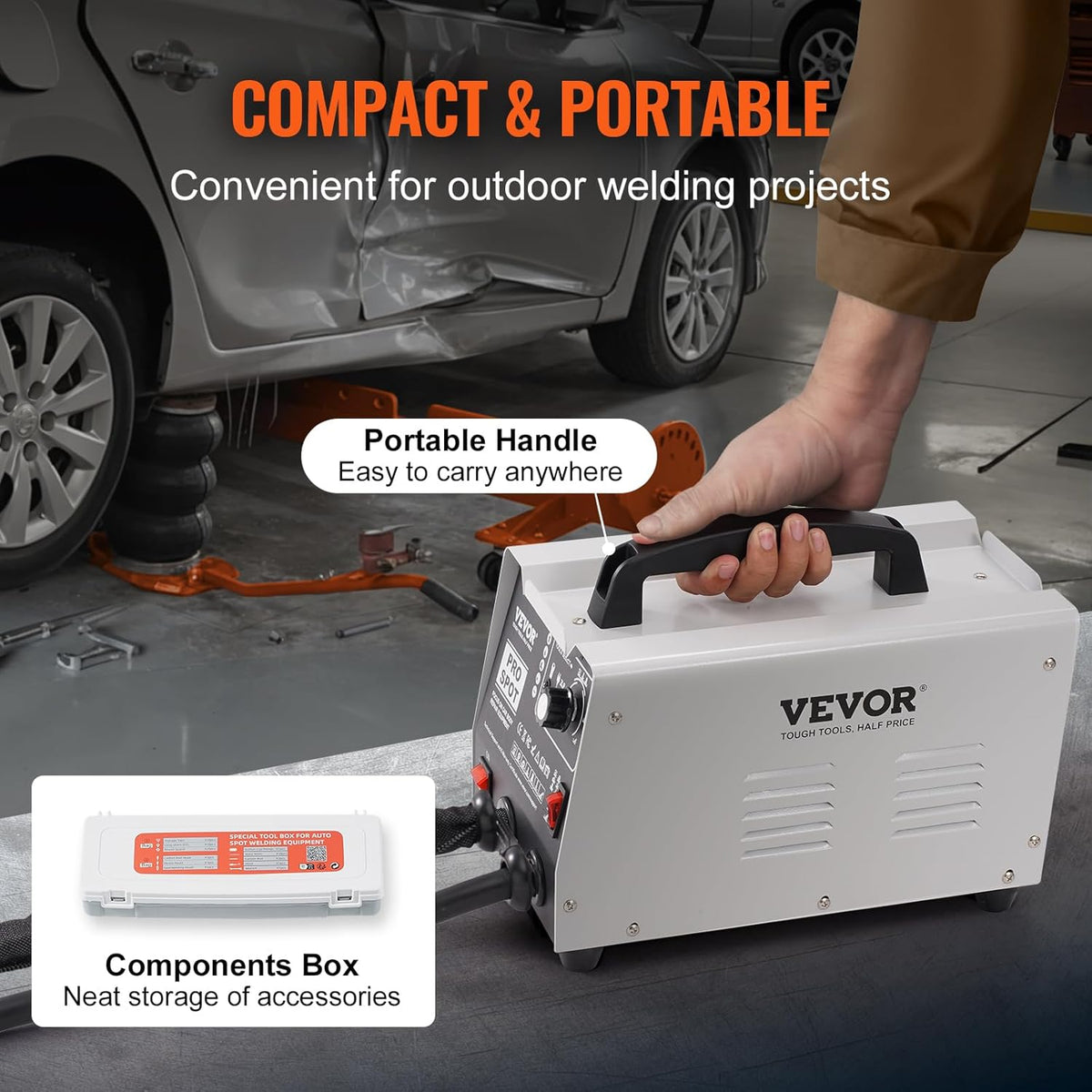 VEVOR Point Soldering Iron, Barrier Repair Kit, 1.8 KW, Spot Welding, Adjustable Power and 7 Modes, Dent Puller for Car and Truck