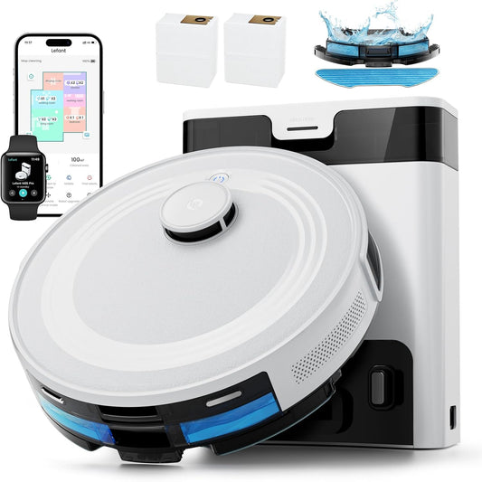 LEFANT M2S Pro Robotstofzuiger met kartering, 10.000 Pa, 240 minuten, lasernavigatie dToF, PSD-obstakelvermijding, app/Alexa-bediening, gepersonaliseerde reiniging, wit
