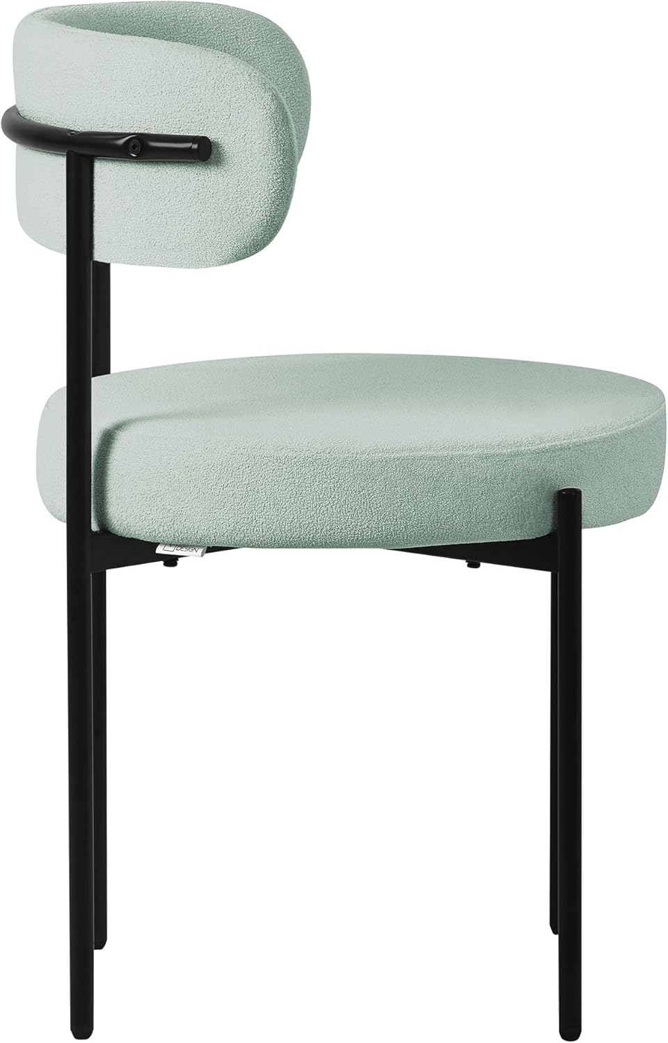 ML-Design Dining Chairs Set of 6, Kitchen Chair in Teddy Fabric Green, Living Room Chair with Backrest, Upholstered Chairs with Black Metal Legs, Ergonomic Lounge Chairs, Dining Room Chairs