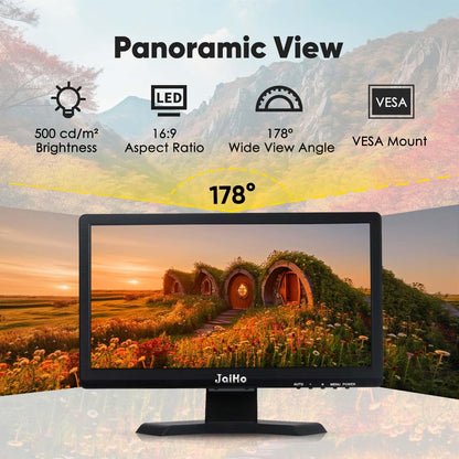 JaiHo Monitor, 39,6 cm (15,6 inch), 1080p, led-display (1920 x 1080), FHD 1080p, 60Hz, ingebouwde luidspreker, voor pc, CCTV, beveiligingscamera, zwart
