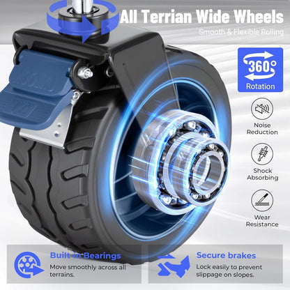 Overmont Opvouwbare bolderkar, inklapbare handwagen, met off-road brede wielen, tot 150 kg draagkracht, voor camping, sport, winkelen, tuin, blauw