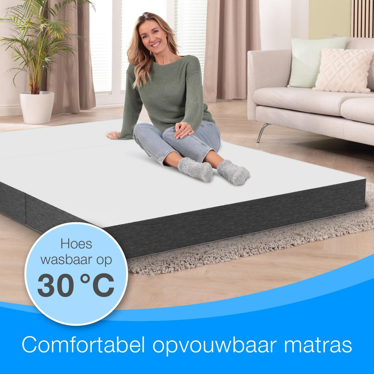 ELONEO Opvouwbaar Matras 1 Persoon, Premium Visco Schuimmatras, 120x200 cm, Dikte: 15 cm, Reisbed voor Kinderen en Volwassenen, Extra Bed voor Volwassenen en Kinderen - QUORE