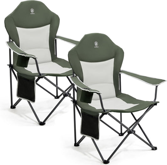 EVER ADVANCED Luxe campingstoel, opvouwbaar, belastbaar tot 160 kg, ultragroot, met hoge rugleuning, comfortabele klapstoel met zijzak en bekerhouder voor camping, tuin, balkon, vissen, tuinstoel
