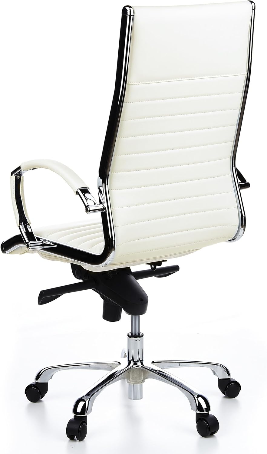 hjh OFFICE Parma 20 660510 Bureaustoel, managersstoel, leer, crème, design klassiek, hoogwaardige afwerking, hoge rugleuning, ergonomische bureaustoel, draaistoel, XXL managersstoel