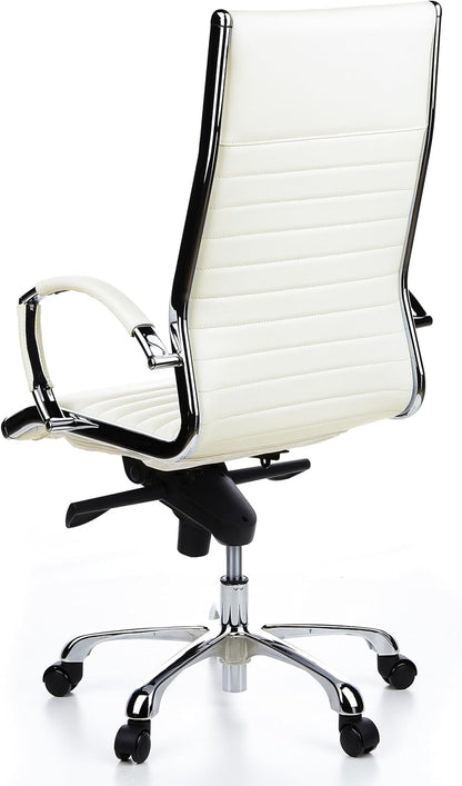 hjh OFFICE Parma 20 660510 Bureaustoel, managersstoel, leer, crème, design klassiek, hoogwaardige afwerking, hoge rugleuning, ergonomische bureaustoel, draaistoel, XXL managersstoel