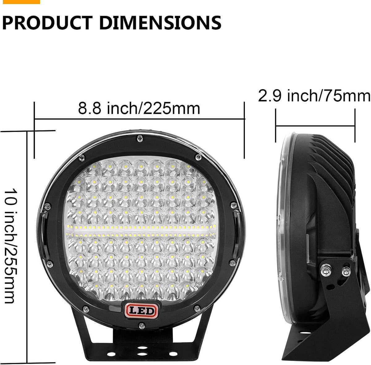Willpower 2pcs 9 Inch 294W Led Werklampen 12V 24V Led Lichtbalk Spotlights LED Werklamp Mistlamp Waterbestendig IP67 Led Work Light Bar Voor Tractor Auto Boot 4x4 Vrachtwagen Offroad ATV Zwart