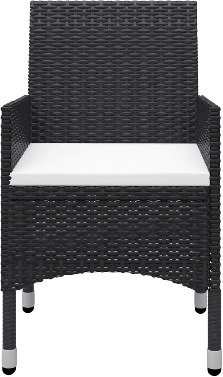 Tidyard Giaridno Poly Rattan and Steel Bistro Set Coffee Table and 2 Chairs Rattan Table and Garden Chairs Outdoor Rattan Garden Furniture Rattan Dining Room Set for Outdoor Use - QUORE