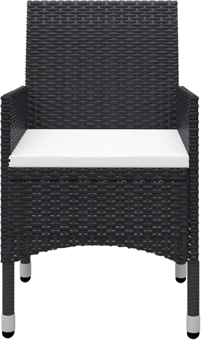 Tidyard Giaridno Poly Rattan and Steel Bistro Set Coffee Table and 2 Chairs Rattan Table and Garden Chairs Outdoor Rattan Garden Furniture Rattan Dining Room Set for Outdoor Use - QUORE