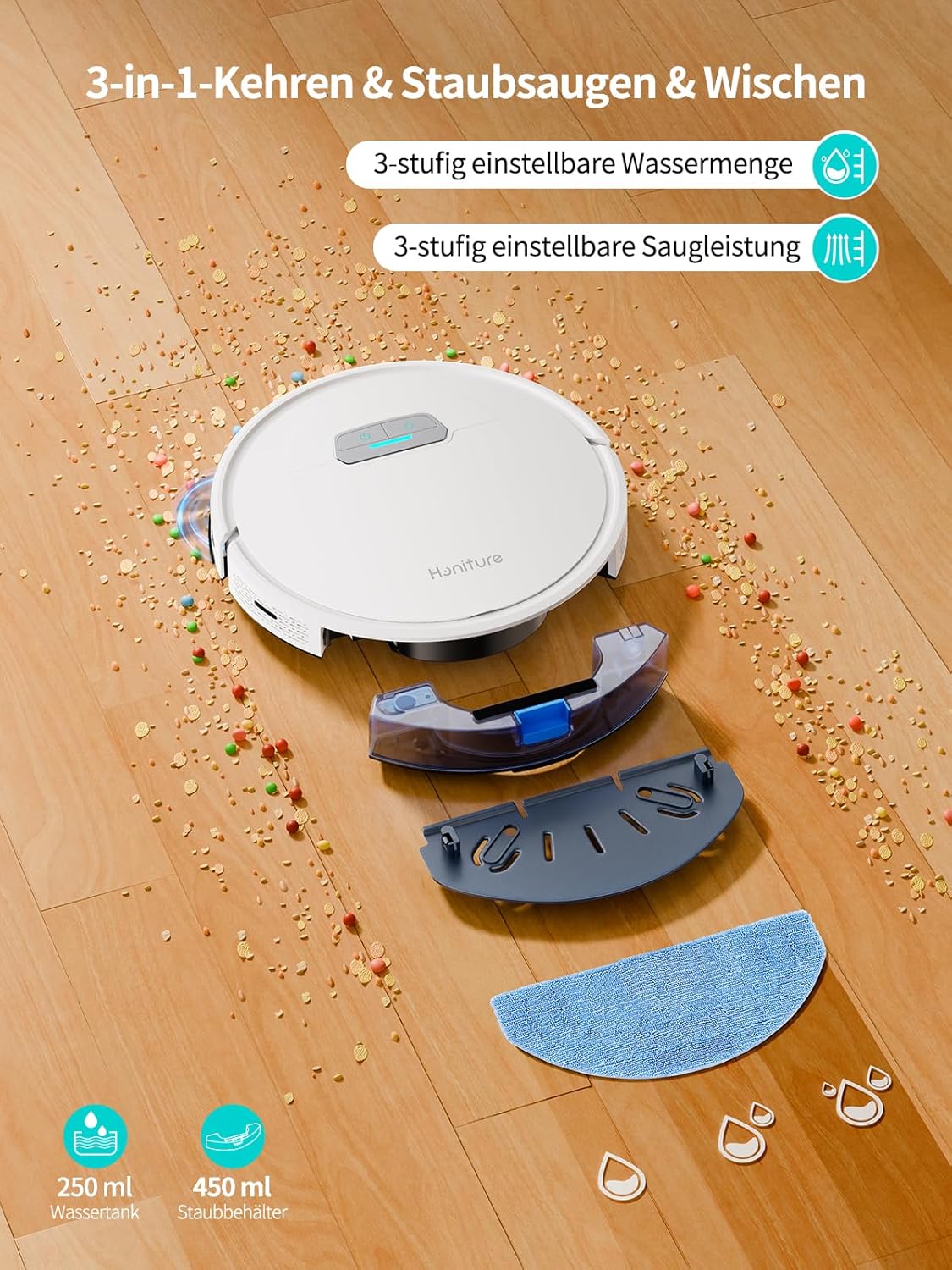 Robotstofzuiger – Robotstofzuiger Met Dweilfunctie – Stofzuiger Robot – Automatische Stofzuiger – Dweilrobot – 4000 Pa Zuigkracht – 3-in-1 Vegen Zuigen Dweilen