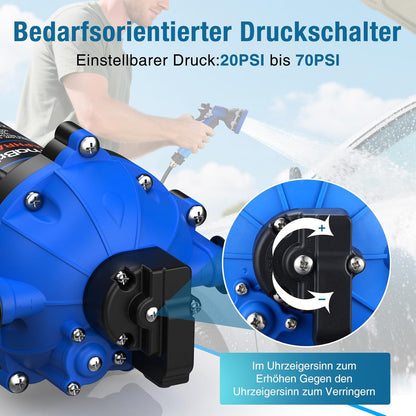 AC 220 V zelfaanzuigende drukwaterpomp, 4,5 GPM 70 PSI waterpomp, membraanpomp met drukschakelaar, caravan, voor het watersysteem, irrigatie