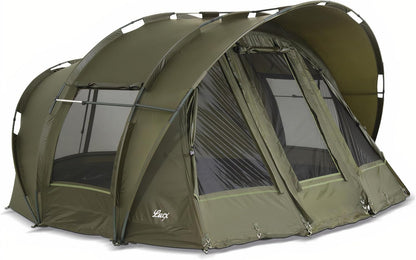 Lucx Leopard Bivvy vistent voor personen, karpertent voor 2 tot 3 mannen, visserstent Carp Dome Fishing Tent 10.000 mm, olijfgroen, 1-3 tent