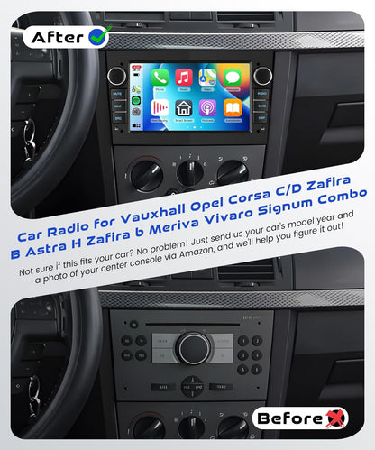 Autoradio Android 15 – Touchscreen Autoradio – Multimedia Systeem – GPS Navigatie – CarPlay Android Auto – 7-inch IPS Scherm – Draadloze Connectiviteit – Inclusief Achteruitrijcamera