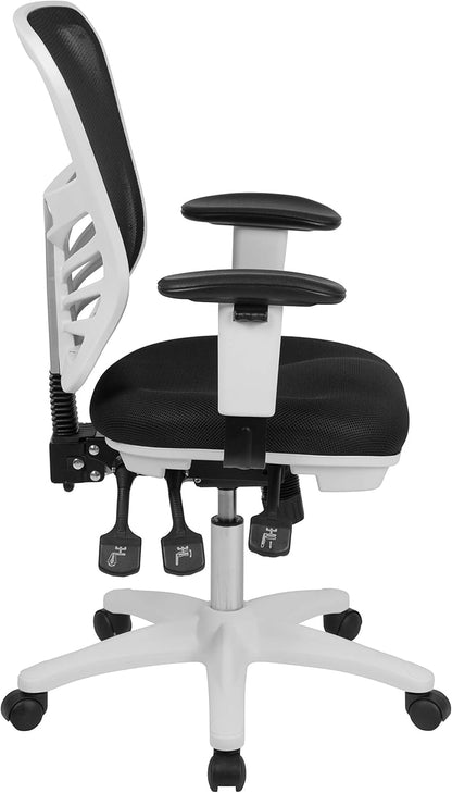Bureaustoel – Office Chair – Werkstoel – Gaming Stoel – Draaistoel – Ergonomisch Mesh – Verstelbare Armleuningen – Wit Frame