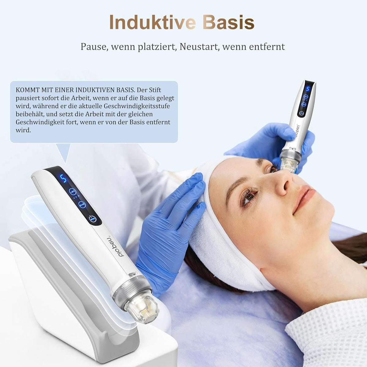 Microneedling pen – Dermapen – Mesopen – Huidverzorgingspen – Beauty pen – 3-In-1 met EMS-Microstroom en LED-Licht – 5 Snelheden en Intelligente Sensorbasis