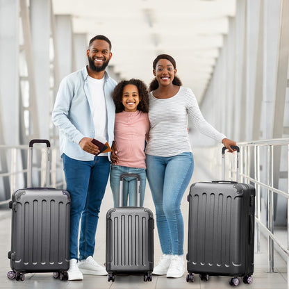 TRVLMORE Kofferset - 3 Delig - 38L Handbagage + 110L Ruimbagage - Lichtgewicht - Trolley - Reiskoffer Set - Donkergrijs