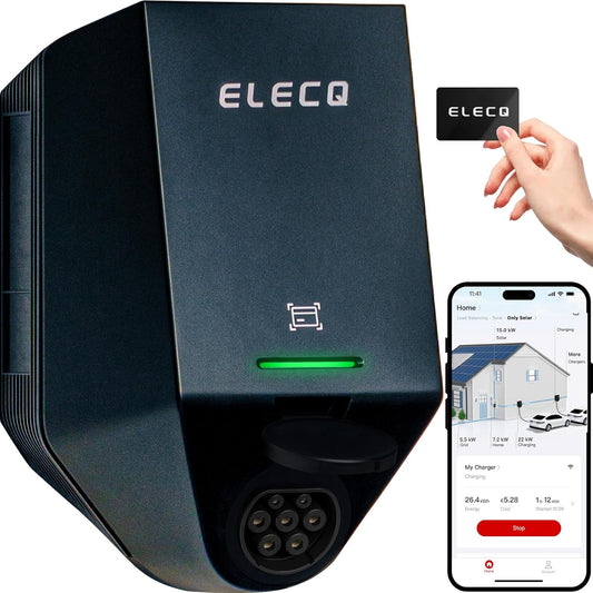 Wallbox 7,4 kW EV lader met RFID & zonne-energie opladen | Slimme laadpaal met actief load management | Type 2 | OCPP, WiFi, APP | 1-fase 230V 6A-32A | Thuis of zakelijk gebruik