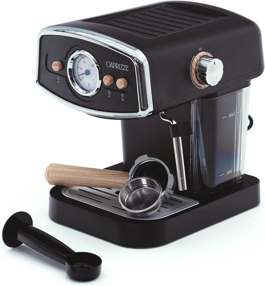 Kai Espressomachine, halfautomatisch, 1050 W, 15 bar, capaciteit voor 5 kopjes met stoompan, matzwart, met verwarmd bovenblad