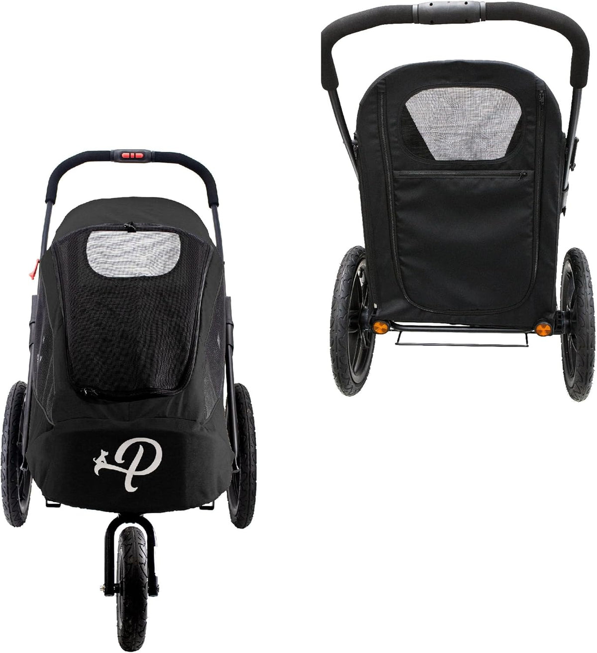 Breeze Black | Luxe hondenfietskar | groot formaat jogger | eenhandig opvouwbaar | luchtbanden | INCL regenhoes | bandenpomp | fietsadapter
